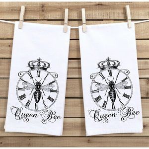 Tea Towels, Set of 2, Queen Bee, Kitchen bathroom